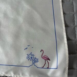 Tommy Hilfiger White Pocket Square with Flamingo Motif